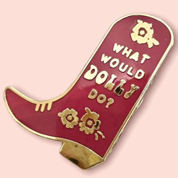 Pink Cowgirl Boot Dolly Parton Howdy Enamel Pin - Picture 1 of 5